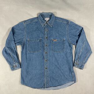 Vintage Carhartt Denim Shirt Mens Medium Metal Buttons Classic Workwear S97STW